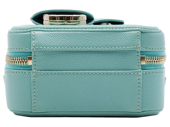 Borsa Vanity Verticale Chanel Caviar CC Filigree blu - vista 3