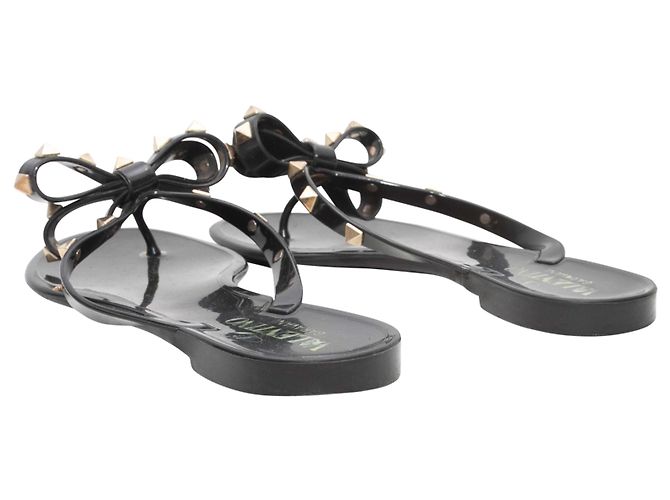 Valentino Garavani Sandali thong Valentino Rubber Rockstud neri Taglia 36 Nero - vista 4