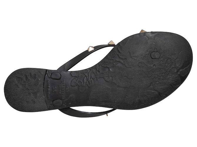 Valentino Garavani Sandali thong Valentino Rubber Rockstud neri Taglia 36 Nero - vista 5