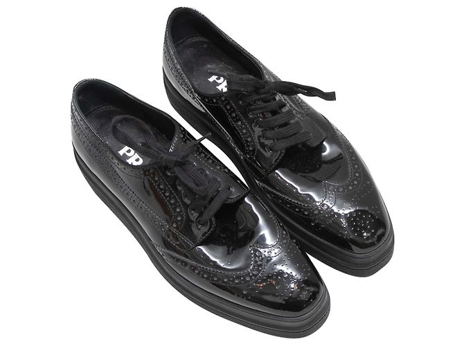 Black Prada Patent Platform Oxfords Size 38 - view 2