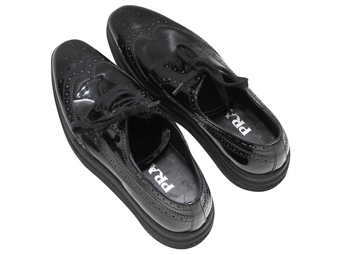 Black Prada Patent Platform Oxfords Size 38 - view 3