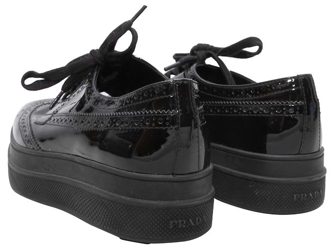 Black Prada Patent Platform Oxfords Size 38 - view 4