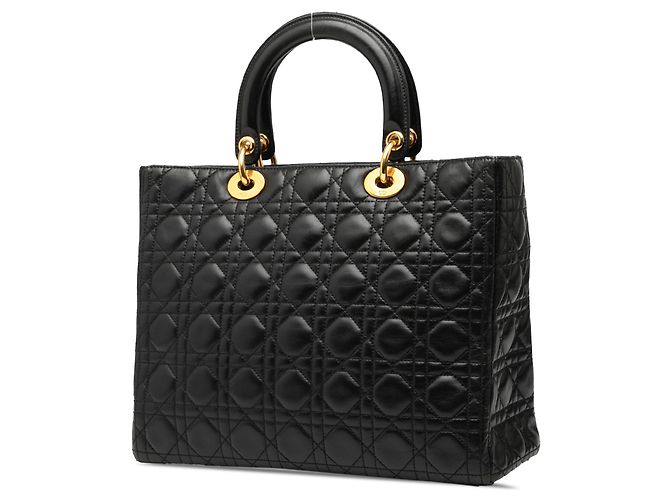 Autre Marque Borsa Lady Dior Large in pelle d'agnello Cannage nera Nero - vista 2