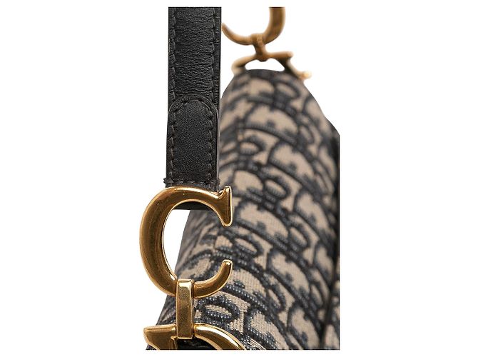 Autre Marque Dior Mini Saddle Bag aus blauer Oblique Canvas - Ansicht 10