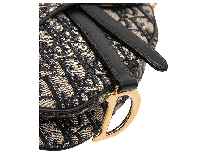 Autre Marque Dior Mini Saddle Bag aus blauer Oblique Canvas - Ansicht 7