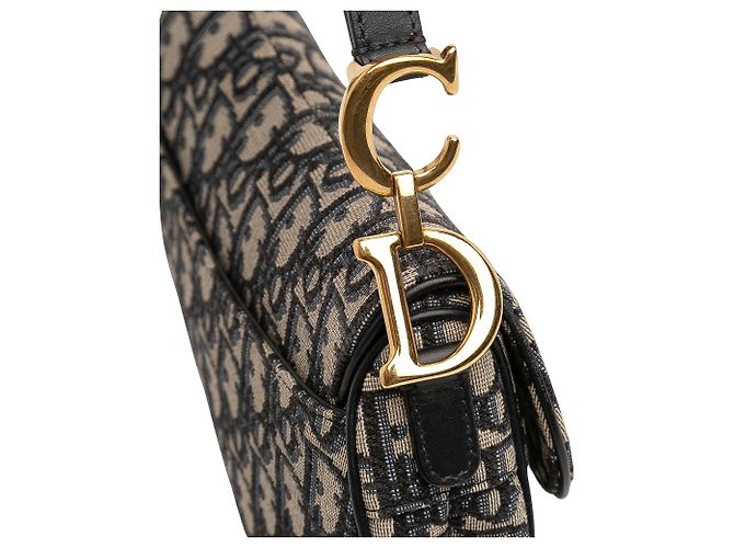 Autre Marque Dior Mini Saddle Bag aus blauer Oblique Canvas - Ansicht 8