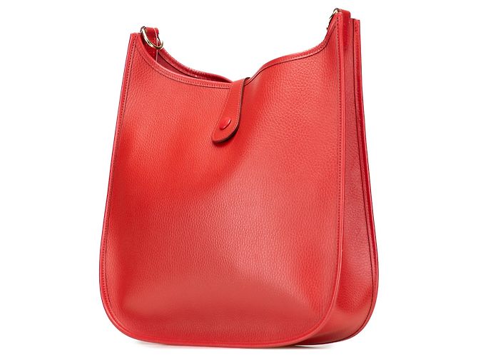 Borsa a tracolla Hermès Evelyne I 33 in pelle Clemence rossa Rosso - vista 2