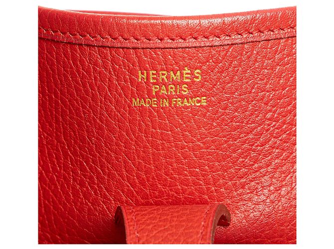 Borsa a tracolla Hermès Evelyne I 33 in pelle Clemence rossa Rosso - vista 5