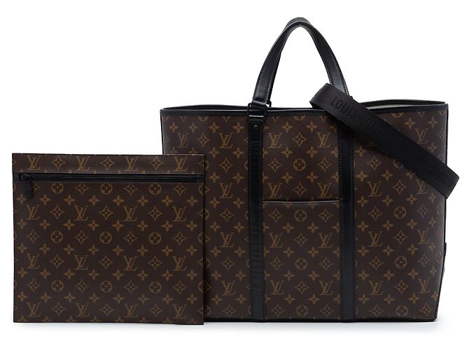 Borsa Louis Vuitton Monogram Macassar Weekend Tote GM Nera Nero - vista 7