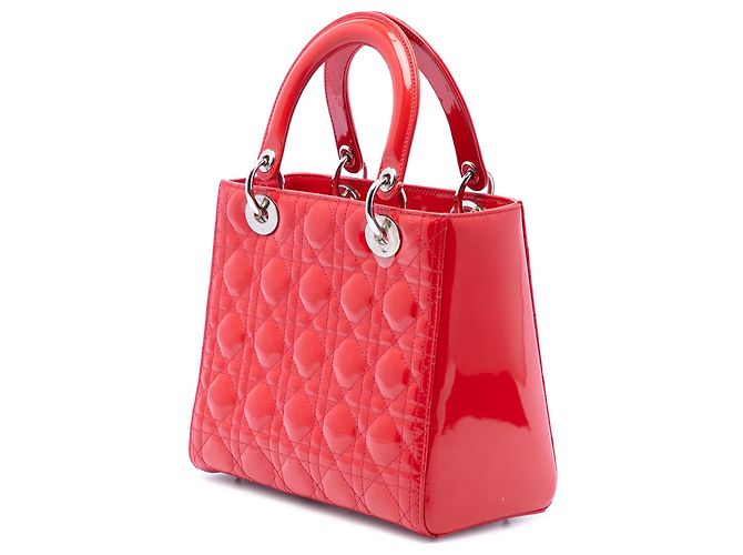 Autre Marque Borsa Lady Dior Medium in pelle vernice Cannage rossa Dior Rosso - vista 2