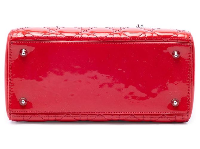 Autre Marque Borsa Lady Dior Medium in pelle vernice Cannage rossa Dior Rosso - vista 3