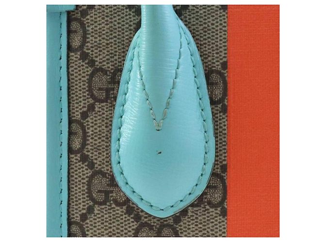 Borsa Satchel Gucci Mini GG Supreme Web Tiger Retro Interlocking G Blu - vista 13