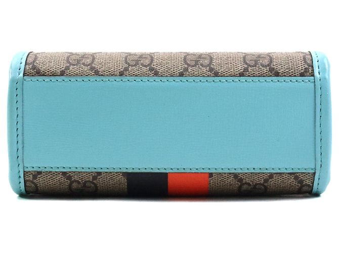 Borsa Satchel Gucci Mini GG Supreme Web Tiger Retro Interlocking G Blu - vista 3