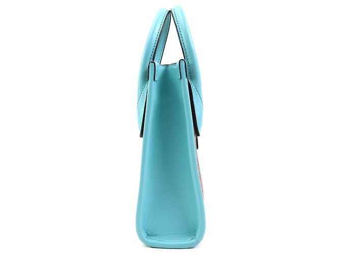 Borsa Satchel Gucci Mini GG Supreme Web Tiger Retro Interlocking G Blu - vista 8