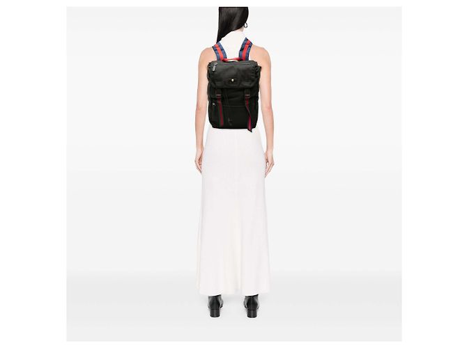 Zaino Gucci Canvas Techno Web Animalier Nero - vista 6