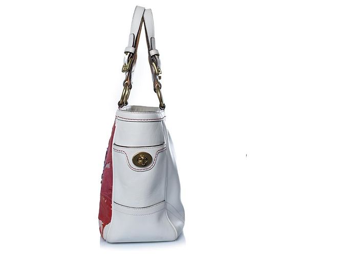 Coach, borsa con manico superiore in bianco con fiore Multicolore D'oro - vista 2