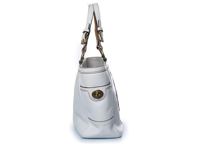 Coach, borsa con manico superiore in bianco con fiore Multicolore D'oro - vista 4