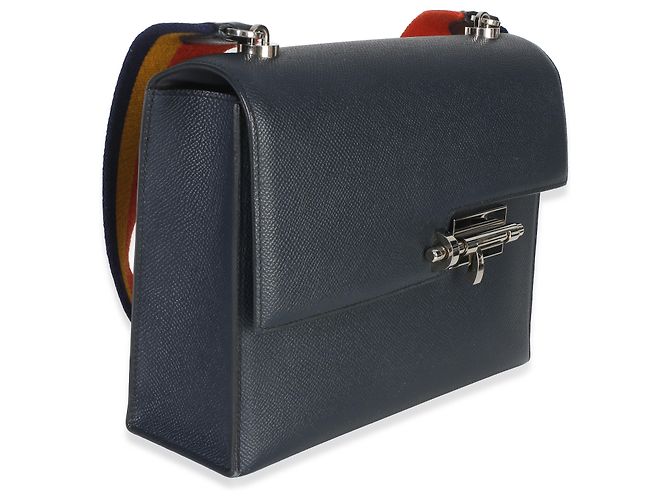Hermès Bleu Nuit Epsom Verrou 23 PHW Blu - vista 4