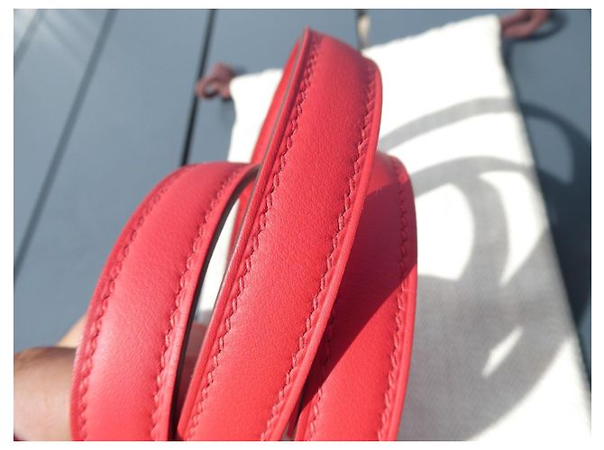 Tracolla Hermès Kelly Pelle Rouge Géranium Rosso - vista 2