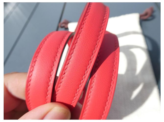 Tracolla Hermès Kelly Pelle Rouge Géranium Rosso - vista 4