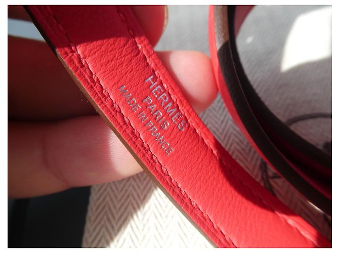 Tracolla Hermès Kelly Pelle Rouge Géranium Rosso - vista 5