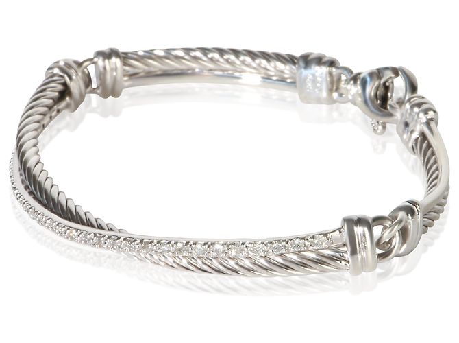 Bracciale Crossover David Yurman in argento sterling e diamanti - vista 2