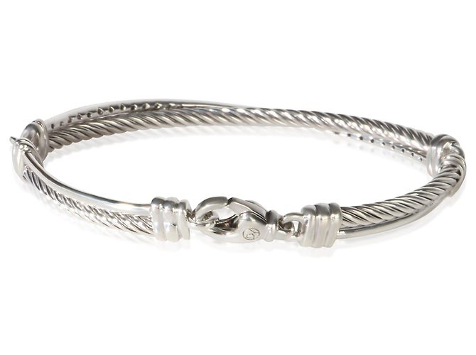 Bracciale Crossover David Yurman in argento sterling e diamanti - vista 3