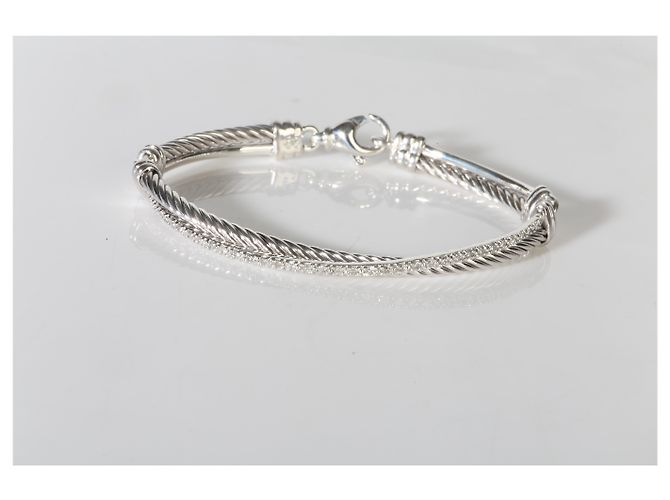 Bracciale Crossover David Yurman in argento sterling e diamanti - vista 4