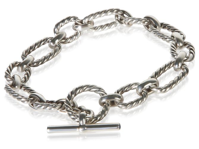 Bracciale Toggle David Yurman in Argento Sterling con Maglie Quadrate Cushion - vista 3