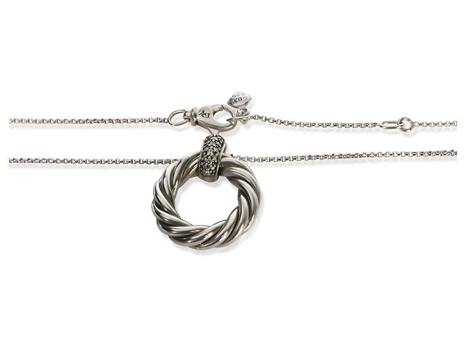 Pendente David Yurman Sterling Silver Diamond Cabe Circle - vista 2