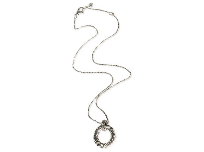 Pendente David Yurman Sterling Silver Diamond Cabe Circle - vista 3