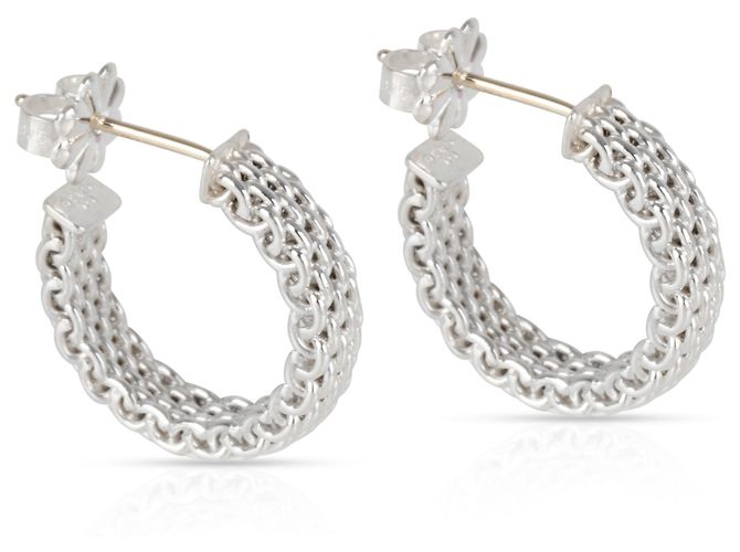 Orecchini a cerchio Somerset Mesh Small in argento sterling Tiffany & Co. - vista 3