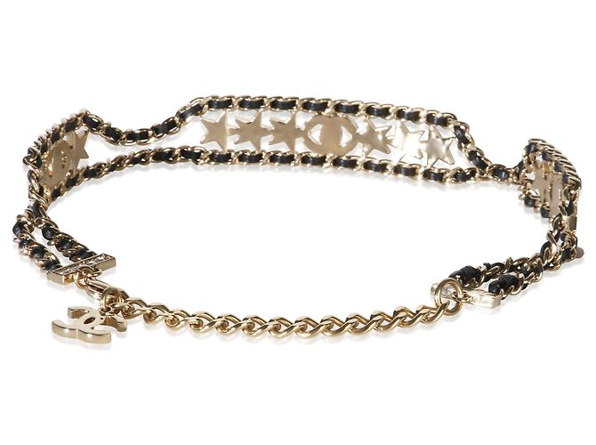 Gabrielle Collana Choker Chanel 2023 in pelle e strass placcata oro - vista 3