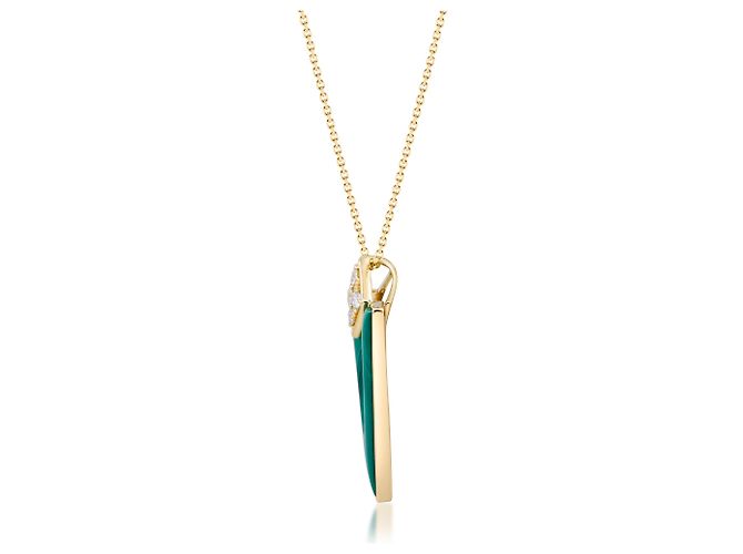 Autre Marque Pendente a V in oro giallo, malachite e diamanti - vista 2