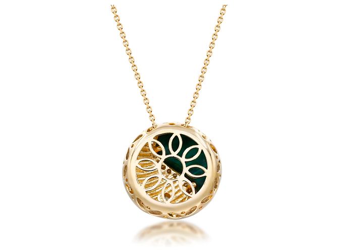 Autre Marque Pendente Yin & Yang in oro giallo, malachite e diamanti - vista 2