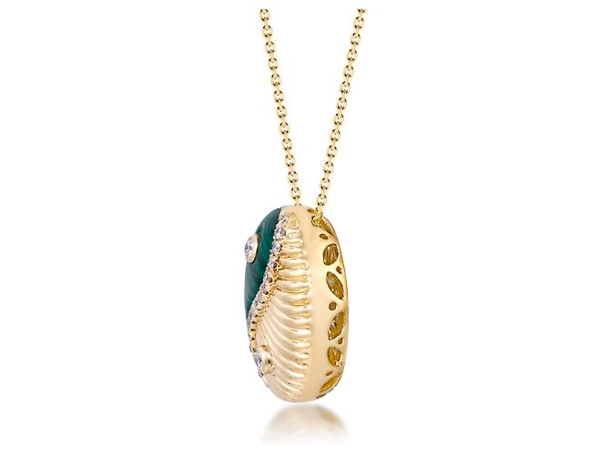 Autre Marque Pendente Yin & Yang in oro giallo, malachite e diamanti - vista 3