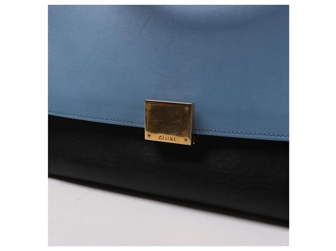 Céline Borsa a mano 2Way Celine Trapeze in pelle Blu × Bianco x Nero - vista 10