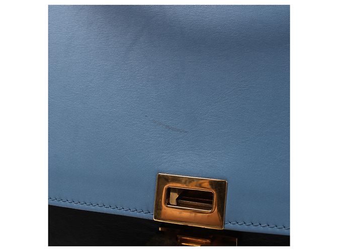 Céline Borsa a mano 2Way Celine Trapeze in pelle Blu × Bianco x Nero - vista 11