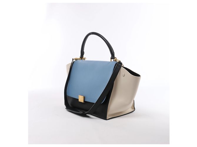Céline Borsa a mano 2Way Celine Trapeze in pelle Blu × Bianco x Nero - vista 2