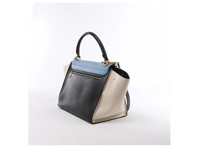 Céline Borsa a mano 2Way Celine Trapeze in pelle Blu × Bianco x Nero - vista 3