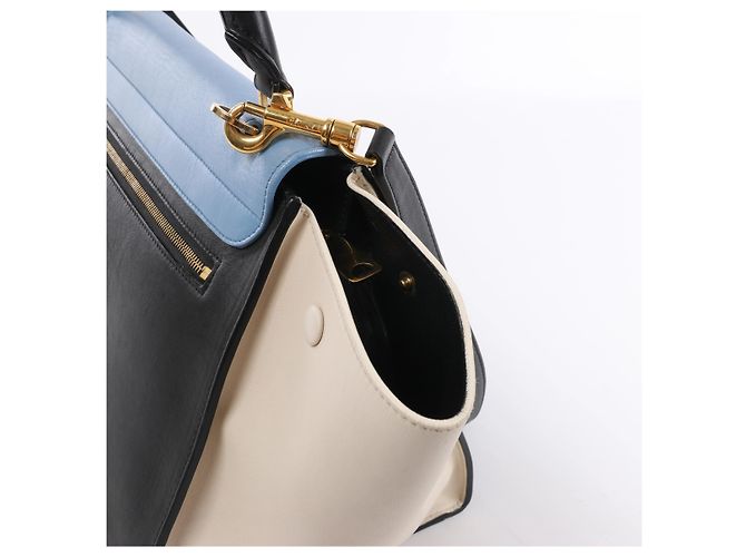 Céline Borsa a mano 2Way Celine Trapeze in pelle Blu × Bianco x Nero - vista 4