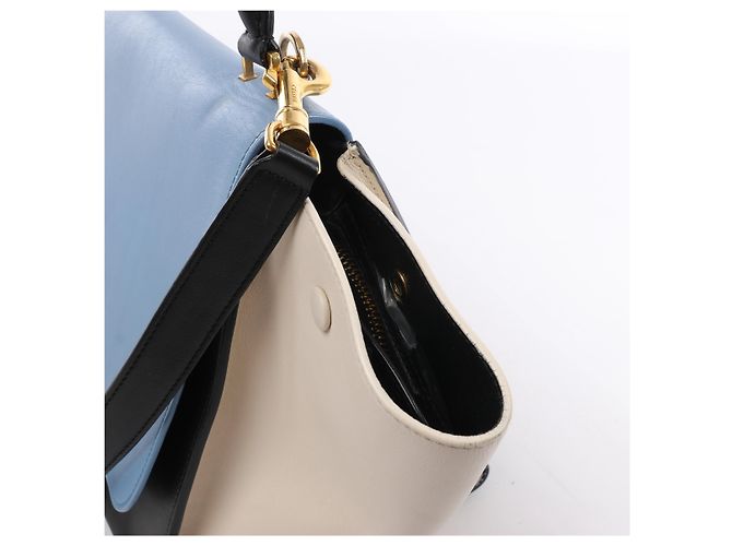 Céline Borsa a mano 2Way Celine Trapeze in pelle Blu × Bianco x Nero - vista 5