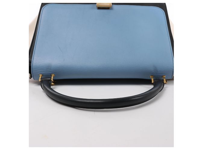 Céline Borsa a mano 2Way Celine Trapeze in pelle Blu × Bianco x Nero - vista 6