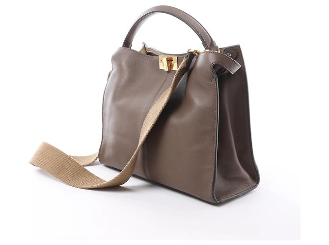 Fendi Peekaboo X-light Leder 2Way Handtasche in Brown 8BN310 Beige - Ansicht 2