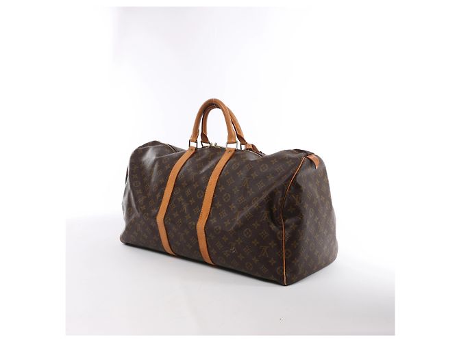 Borsa da viaggio Louis Vuitton Keepall 55 Monogram Canvas in marrone M41424 - vista 3