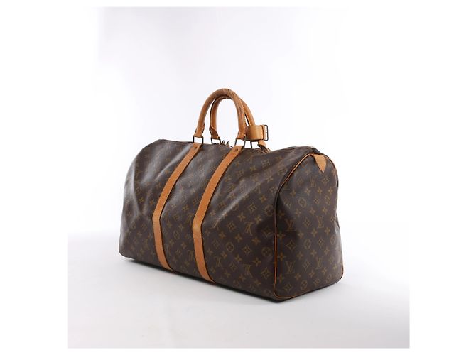 Borsa da viaggio Louis Vuitton Keepall 50 Monogram Canvas in marrone M41426 - vista 3