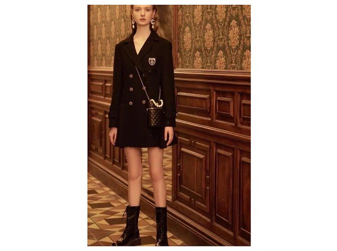 Gabardina Chanel de lana negra Negro - vista 8