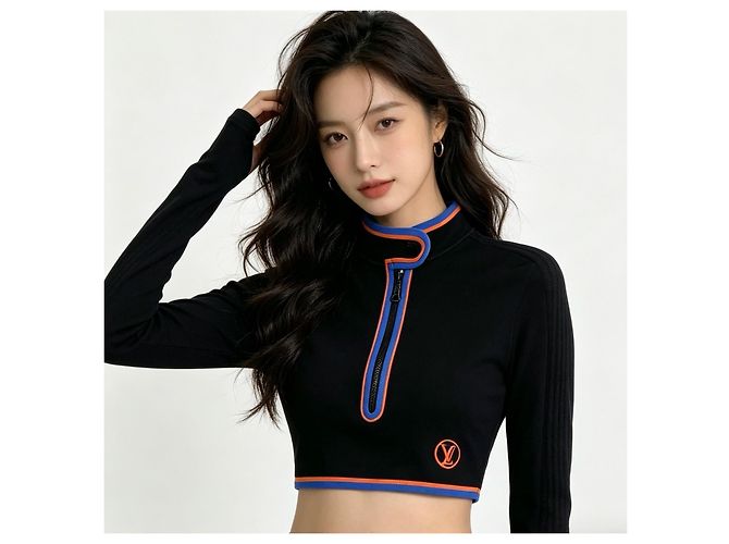 Crop Top Louis Vuitton con Zip e Righe a Contrasto Multicolore - vista 7