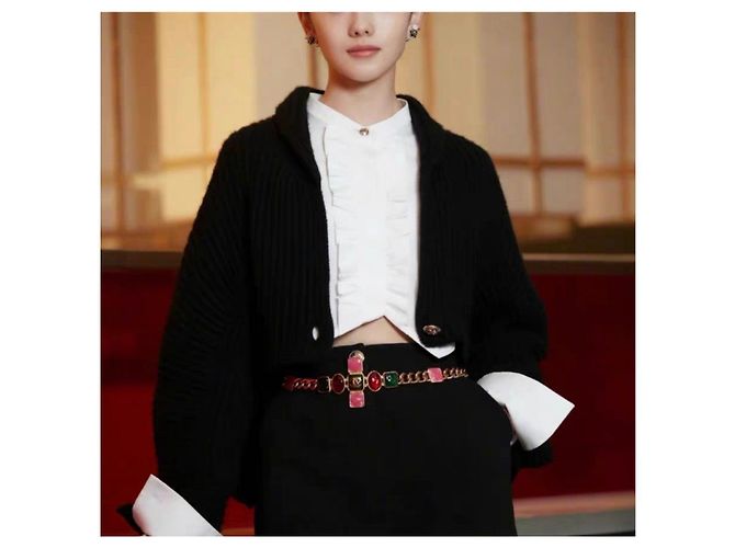 Malha Chanel de cashmere preta Preto - vista 4