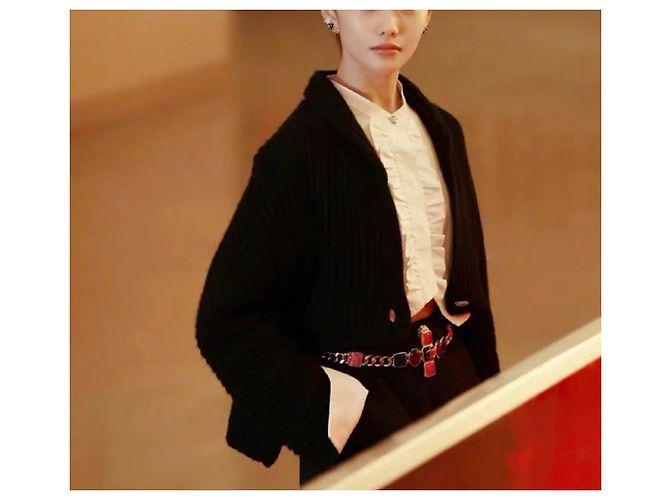 Malha Chanel de cashmere preta Preto - vista 5